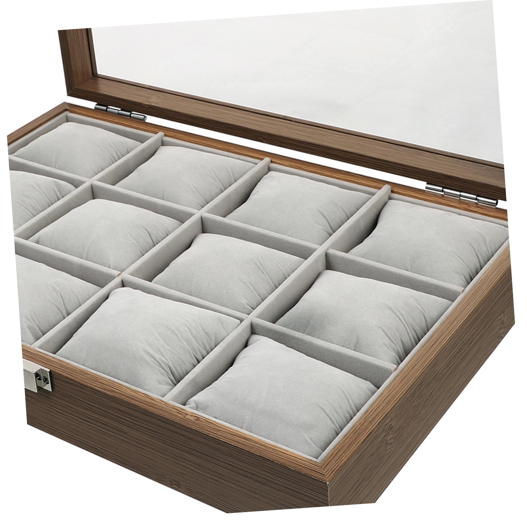 Scatola Cuscini 12 Scomparti Grandi in Morbidi e Legno Organizer per Rimovibili Decorativa Orologi per Uso Personale e Esposizione Gioielli