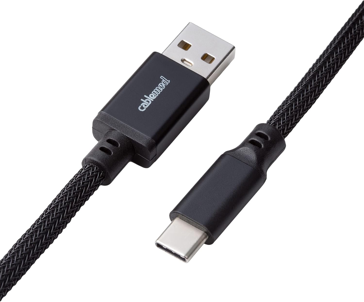 CableMod Pro Coiled Keyboard Cable (Midnight Black, USB A to USB Type C, 150cm)