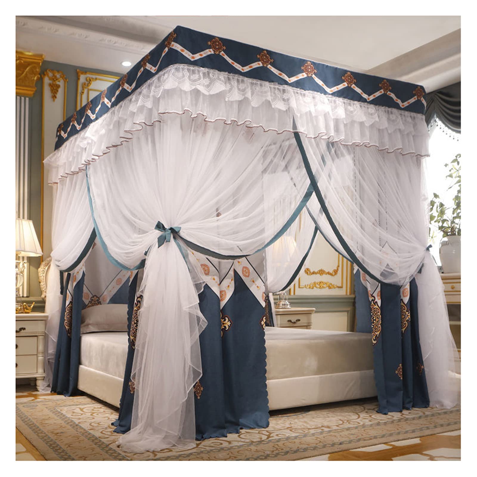 Rideaux de lit princesse haut de gamme pour structure à baldaquin king size