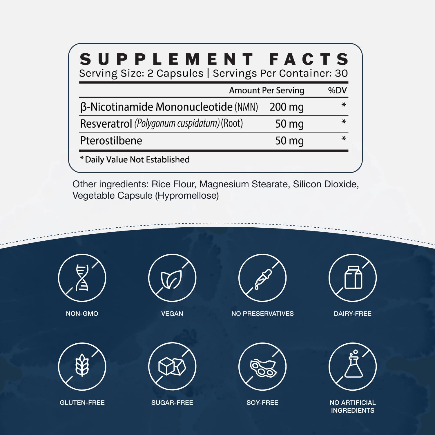 InfiniWell NMN Supplement - NAD+ Supplement Alternative with Resveratrol & Pterostilbene - Supports NAD+ Production - Anti Aging Support for Brain, Heart & Digestion (60 Capsules) thumbnail 3