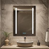 Vista 1 de Blossom Espejo LED para botiquín para baño, 24 x 32 pulgadas, botiquín iluminado con espejo, espejo de maquillaje empotrado o de superficie