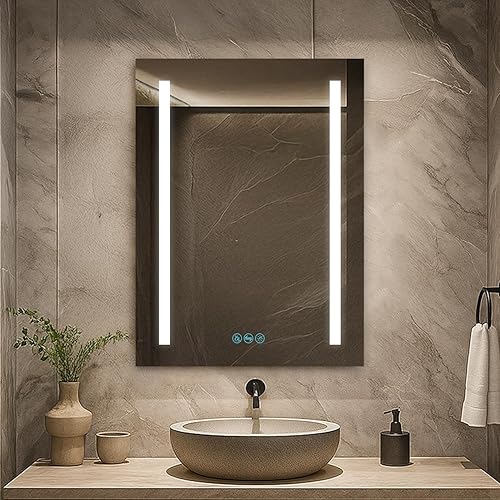 Blossom Espejo LED para botiquín para baño, 24 x 32 pulgadas, botiquín iluminado con espejo, espejo de maquillaje empotrado o de superficie,