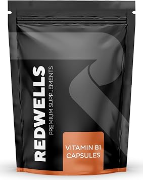 Vitamin B1 Capsules Thiamine REDWELLS No Additives High Strength 200mg - 60 Pack