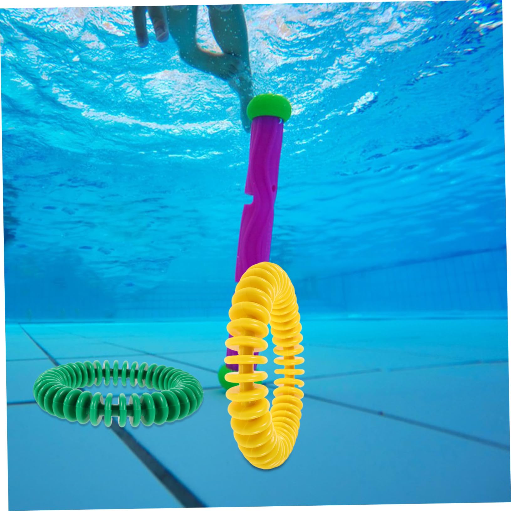 Kisangel Anneaux D'entraînement à Plongée en Plastique, Lot de 4 | Jouets de Piscine pour Plongeon Haute Visibilité Résistants à L’eau pour Défis de Plongée en Piscine et Séances de Natation