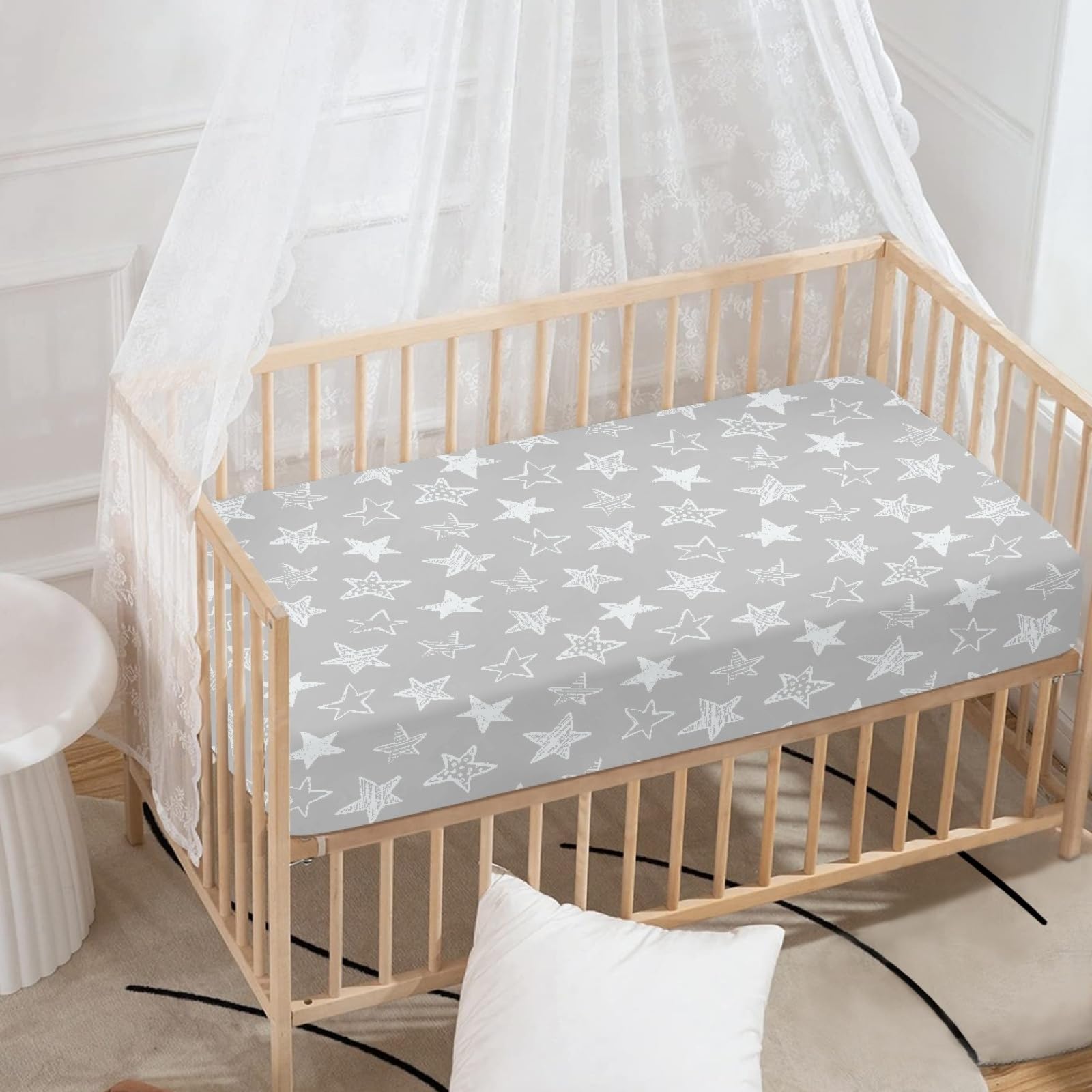 Star - Sábanas para cuna de bebé para niños y niñas, sábana bajera ajustable para cuna estándar y colchón infantil, lindas sábanas de colchón para bebé, sábana de cama para niños pequeños, 52