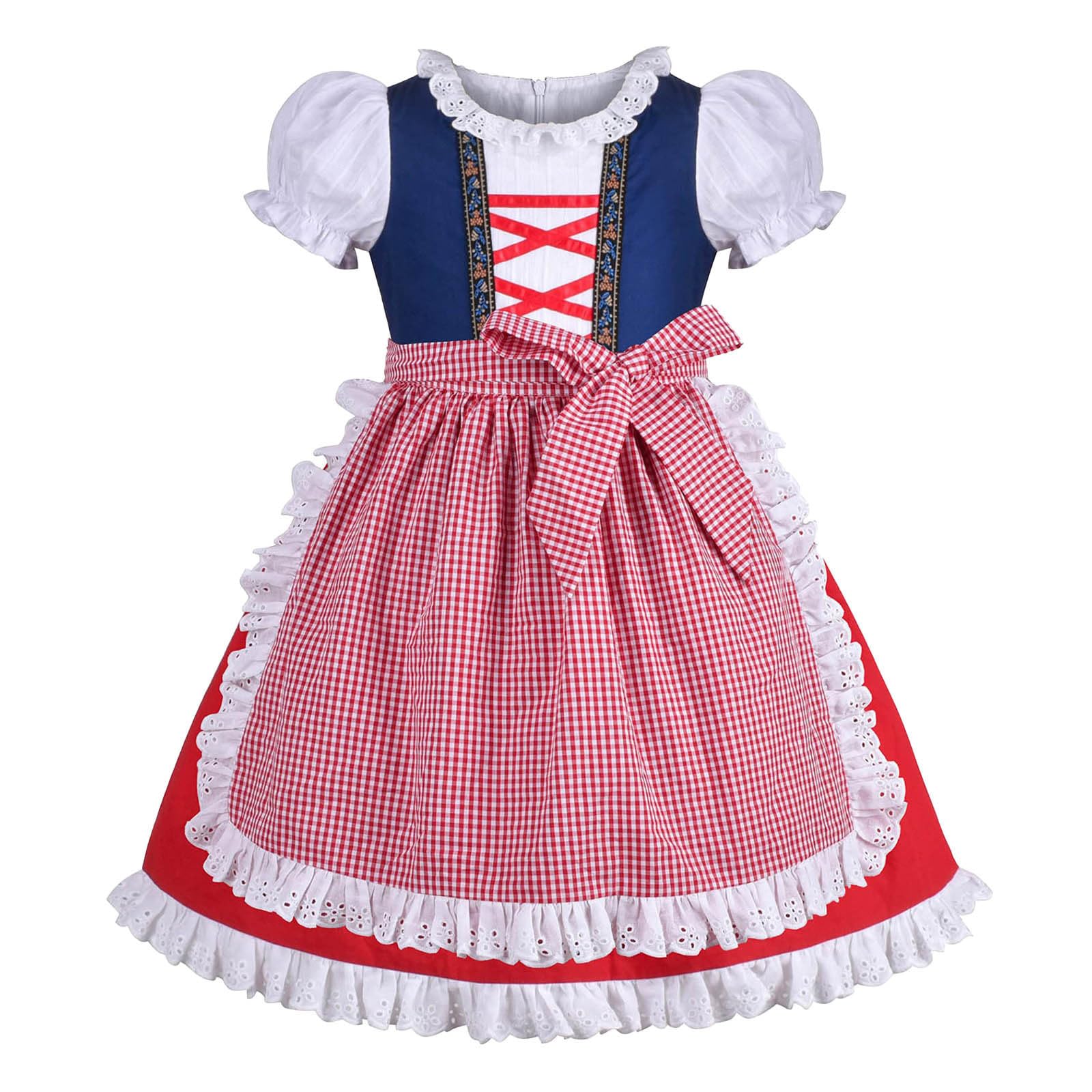Oktoberfest Kinder Outfit MäDchen, Dirndl MäDchen KinderkostüM FüR Cosplay Partys Elegantes Empire-Stil-Kinderoutfit FüR -Rollenspiele Mit Lace Korsett Inklusive GanzjäHrig Tragbar Mit GrößEntabelle