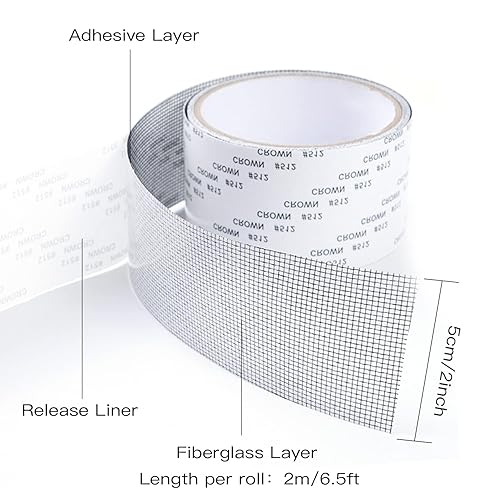 Miniatura 7 de Lainrrew Kit de reparación de 4 rollos de cinta adhesiva de fibra de vidrio resistente para reparación de malla de alambre para puertas y ventanas,