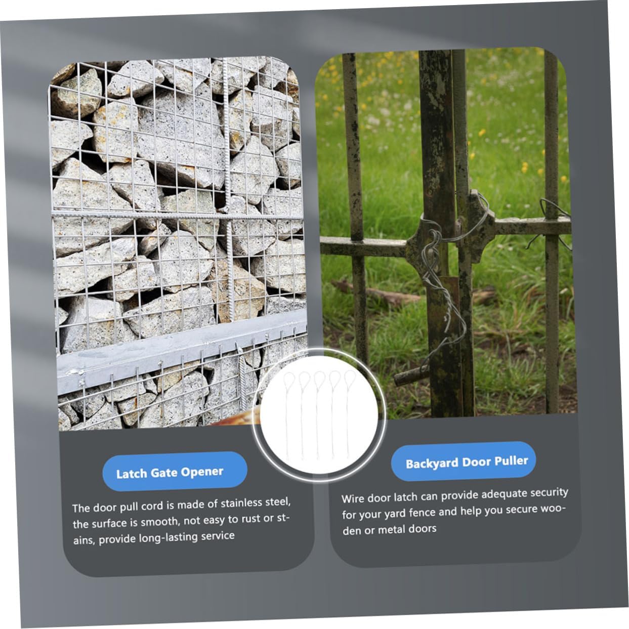 PAREKS 15 Pcs Metal Fence Stainless Cable Stainless Steel Cable Protective gate Latch Cable Safety Latch Cable Pull gate Latch Cable for Garden Safety Door Lock Cable Accessories product/2373