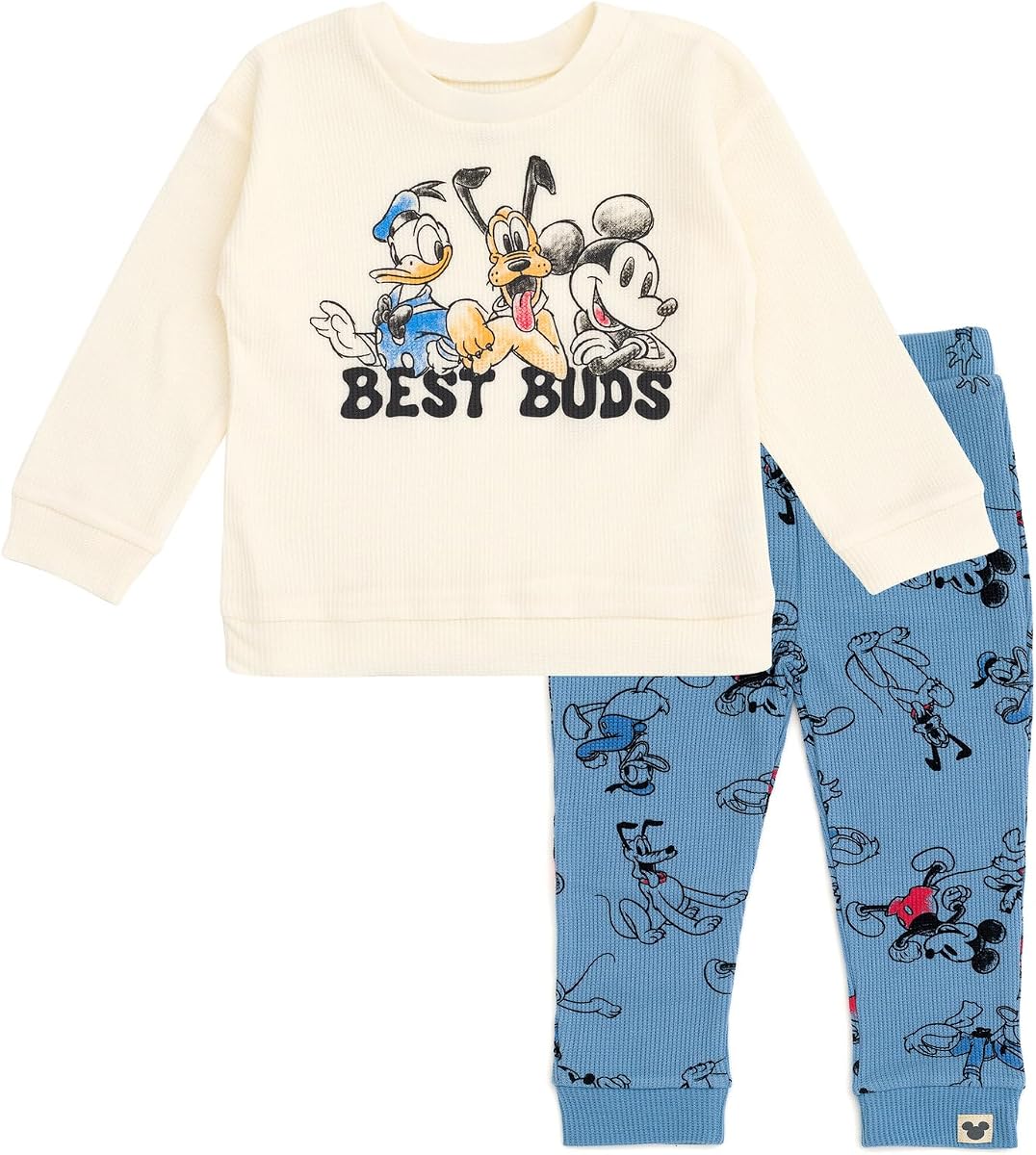 Conjunto de pantalones y sudadera de punto gofre para niños para estar en casa para bebés y niños