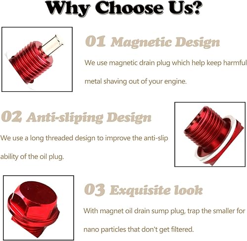 Miniatura 5 de Tapón de drenaje magnético de sumidero de aceite, perno de drenaje , Azul