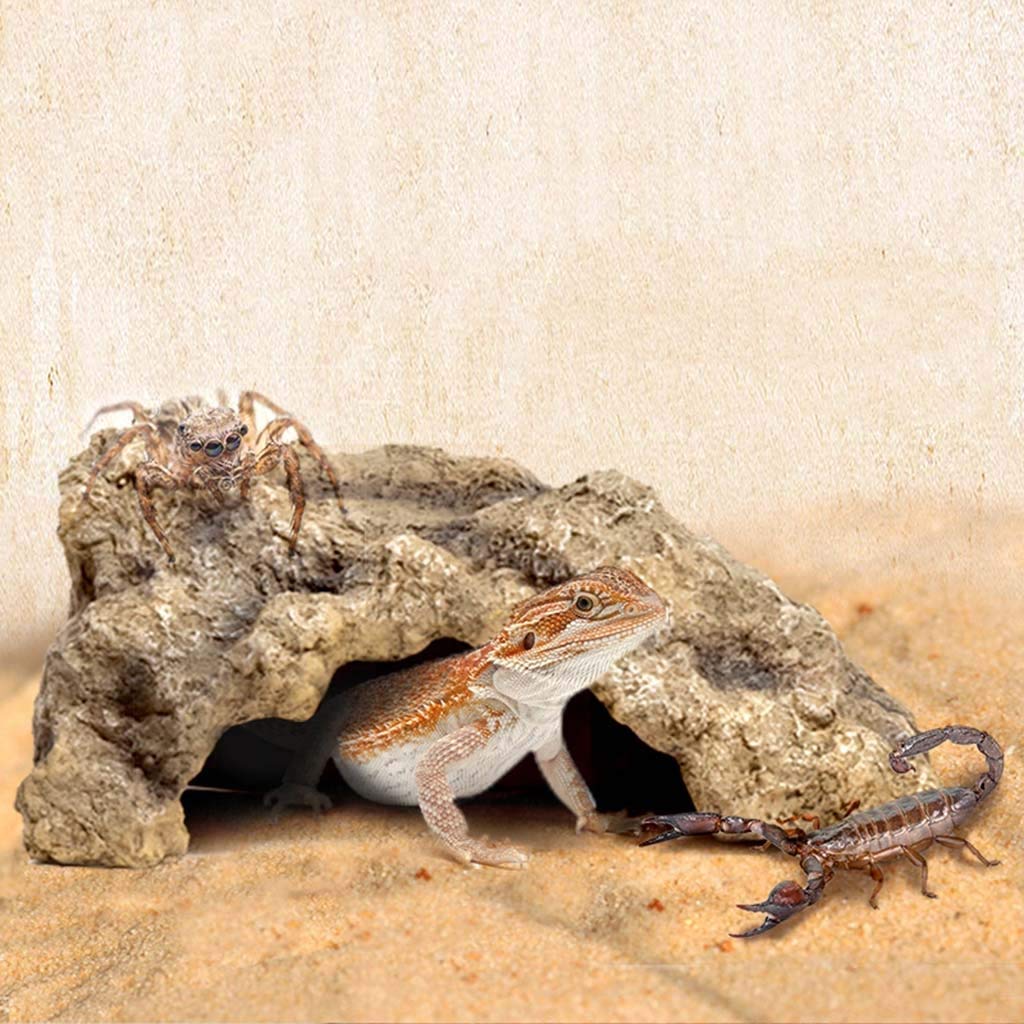 Agujero Escondite De Reptiles, Caja De Cueva De Reptiles-Hábitat Decoración De Esquina Escondites De Tortugas Lagarto Serpiente Accesorios De Caja De Reptiles Adornos (21,5 * 15 * 12 Cm)