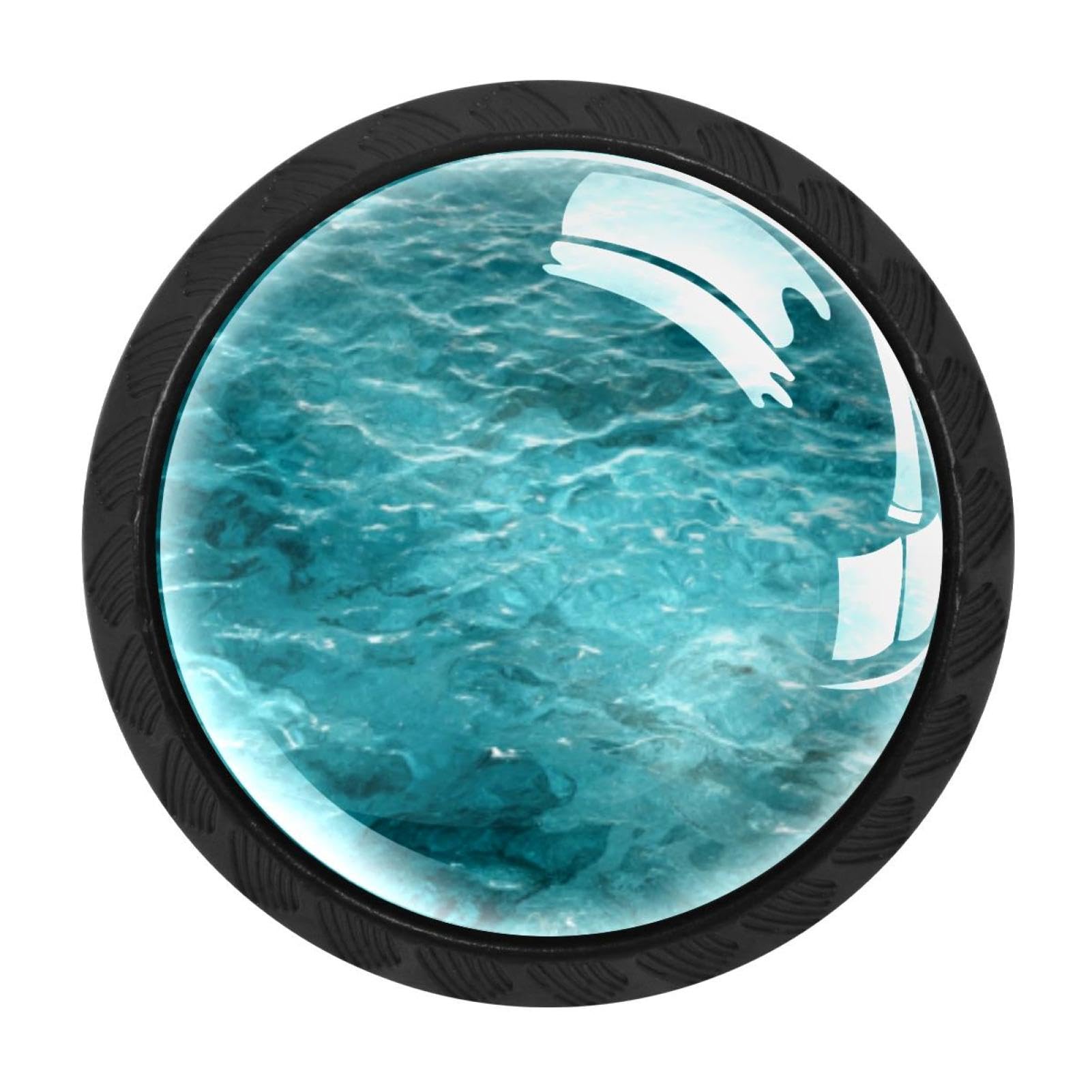 CHENZZZZ Turquoise Water (3) Drawer Knobs Pull Handle Crystal Glass Circle Shape Cabinet Drawer Pulls Cupboard Knobs with Screws for Kitchen Cupboard Dresser Wardrobe etc