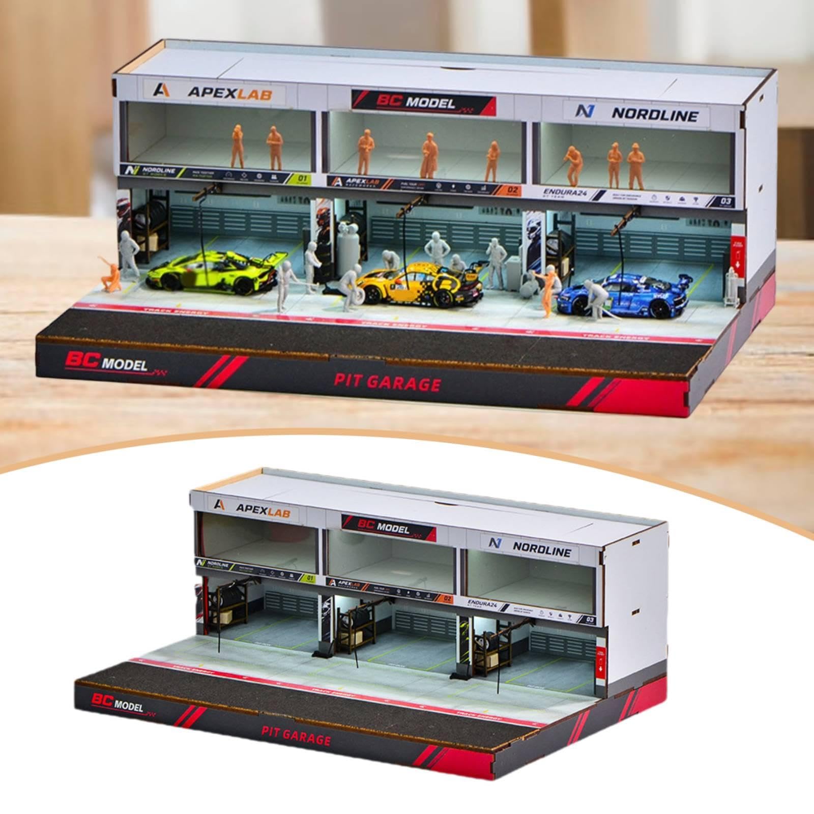 Qianly Vetrina per Auto in 1/64, parcheggio per Auto Giocattolo, Garage, Regalo Creativo, Kit di Montaggio Fai da Te, Diorama in Miniatura