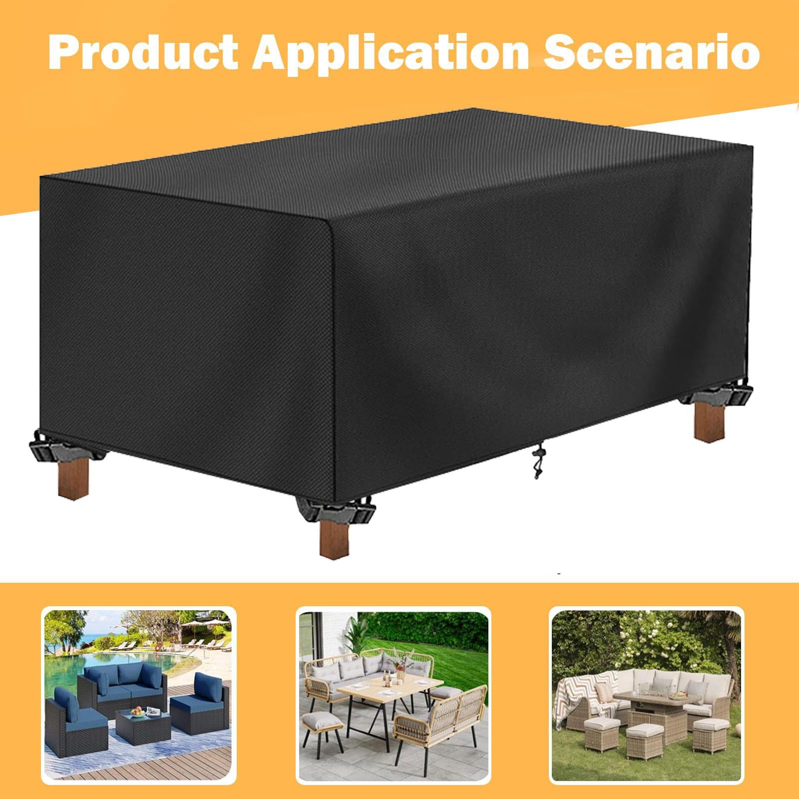 Housse Protection Table Jardin 270x270x90cm/LXlXH Bache Protection Table Exterieur,Tissu Oxford 600D Housse de Protection Imperméable Idéale pour Meubles Jardin et Les Tables à Manger Noir