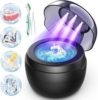 AI Ultrasonic Retainer Cleaner, 250ML Retainer Cleaner Machine for Dentures, Mouth Guards, Braces, Toothbrush Heads, Jewelry, Ring, 50kHz Digital ultrasonic Cleaner with 4 Modes
