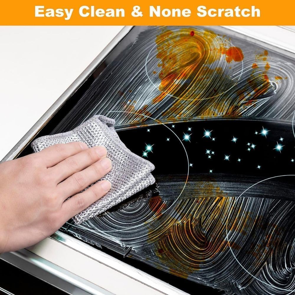 AARU BHAKTI ENTERPRISE ABE 5 Pack Non-Scratch Dishcloth, Multipurpose Dishwashing Rags for Wet and Dry, Easy Rinsing, Reusable, Cleaning Cloth for Kitchen, Sinks (Pack of 5) 1