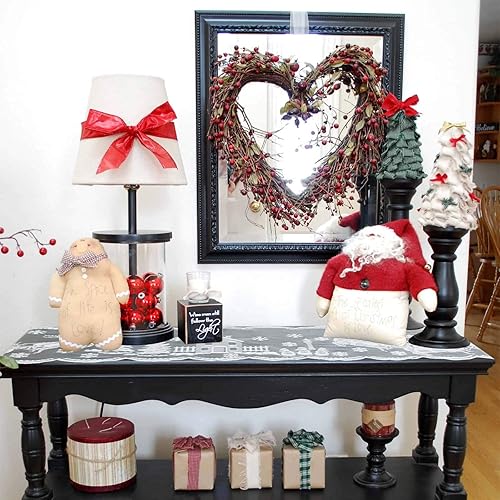 Miniatura 7 de Camino de mesa de Navidad de 72 pulgadas – Camino de mesa de encaje con renos y renos para decoraciones de mesa de Navidad, camino de mesa de