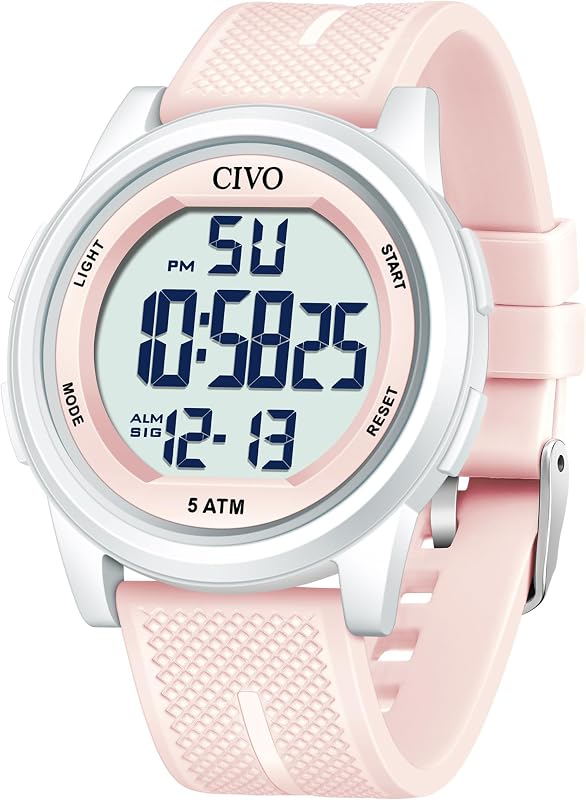 Relojes digitales para mujer hombre: reloj deportivo impermeable de esfera grande de 44 mm