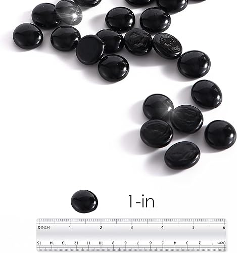 Miniatura 3 de Empava 10 libras. Cuentas de gota de 1.0 pulgadas, vidrio templado reflectante para hogueras de gas, negro ónix