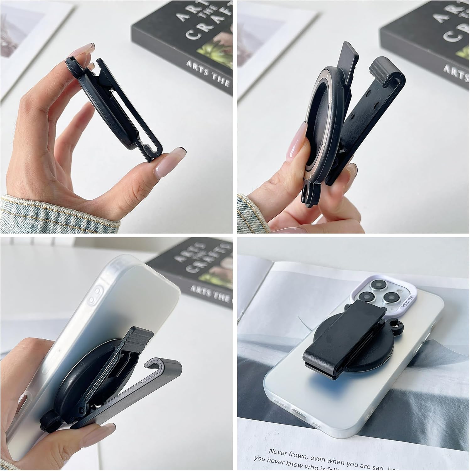 Ysnzaq Magnetic Belt Clip Holder with Safety Phone Cord, Compatible with MagSafe Universal Phone Belt Holder Accessories for Running Hiking Traveling Climbing Outdoor Use XTJ Black - Image 5