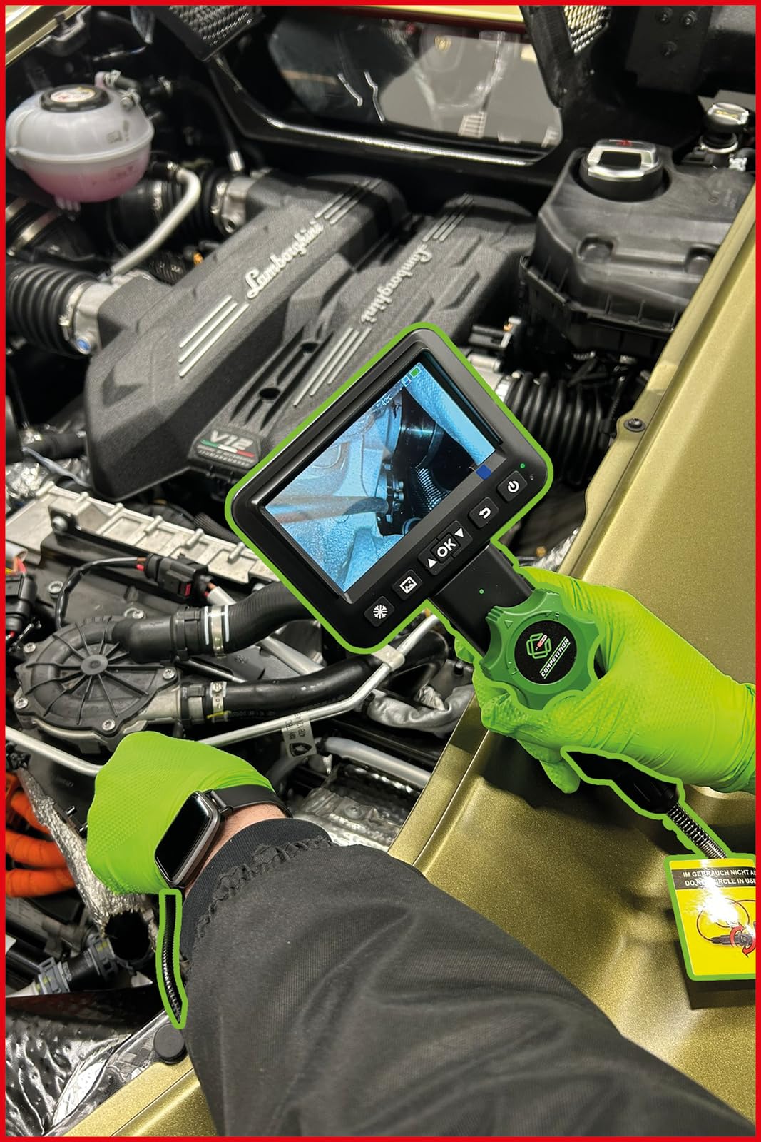 KS Tools Kit vidéo Competition HD 512.4600, diamètre 6,0 mm, sonde de caméra Frontale HD 180° et 0°, étui en PVC Flexible