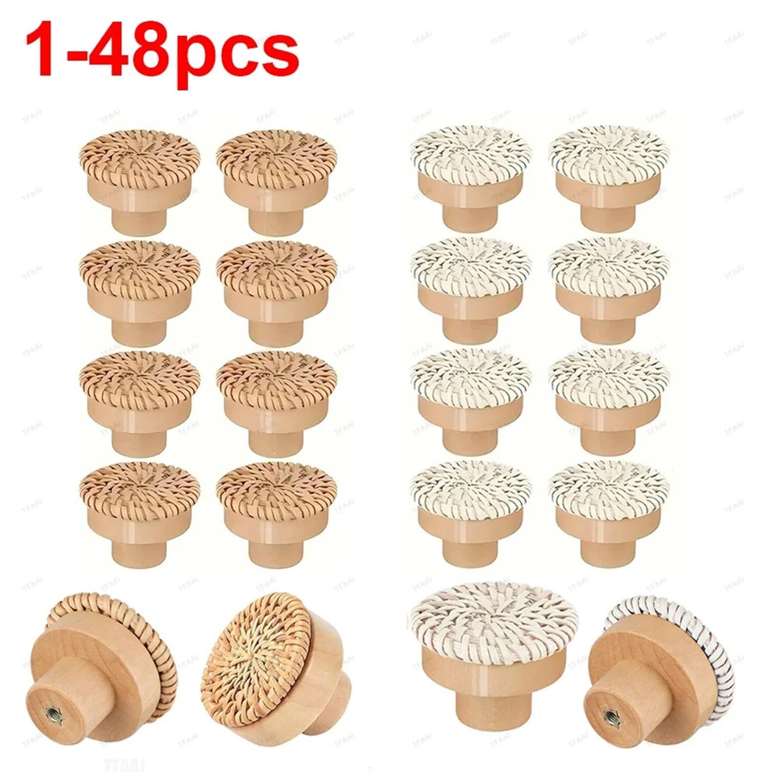 1-48 pz Rotondo In Legno Manopole Del Cassetto Dell'armadio Non Finito FAI DA TE Colore Porta Armadio Tira Maniglie Dell'armadio In Legno Con Viti Per Mobili, Cucina, Cassettiera, Armadio(M(40x25mm),2