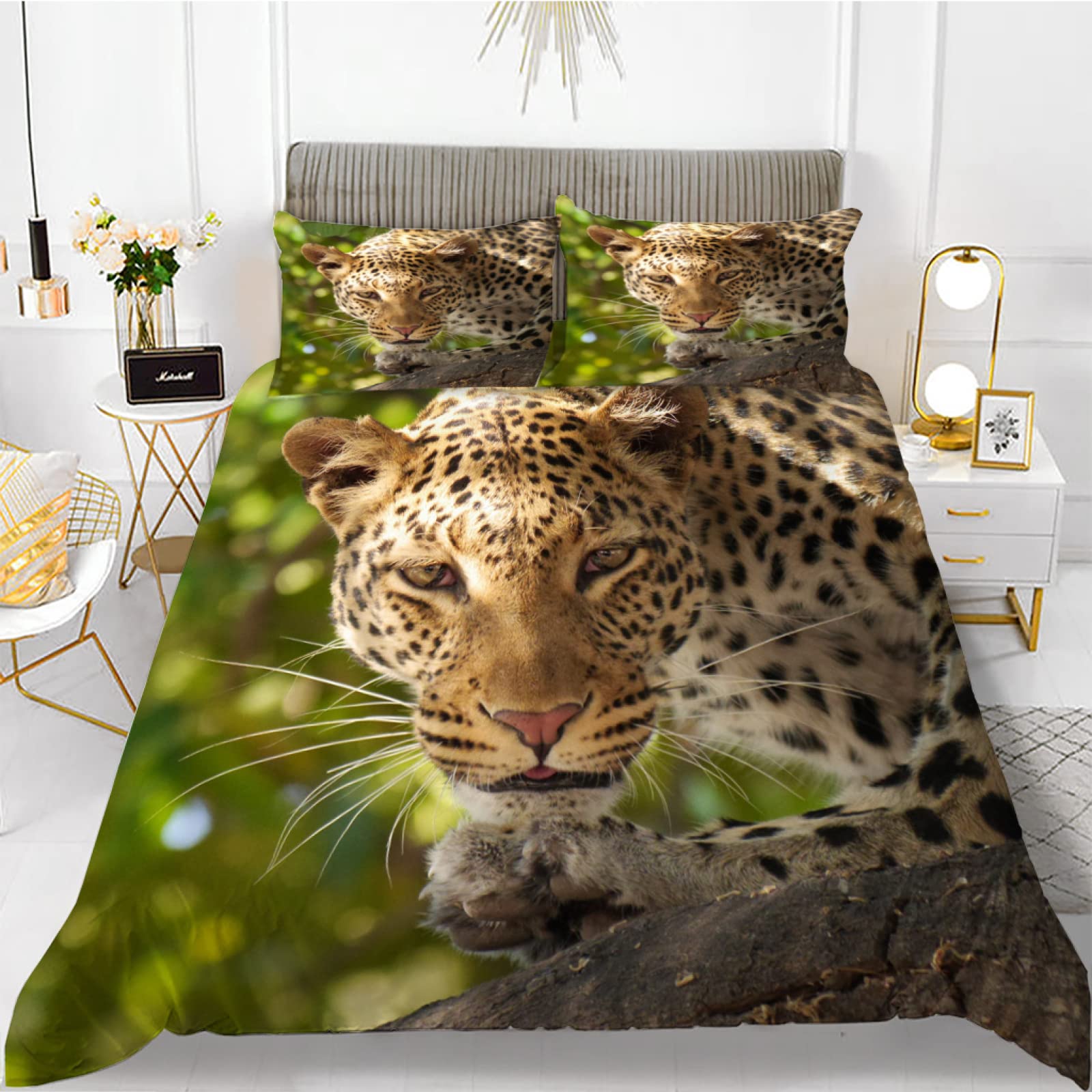 Housse de couette 160x200 microfibre avec 2 taies d'oreiller parure de lit