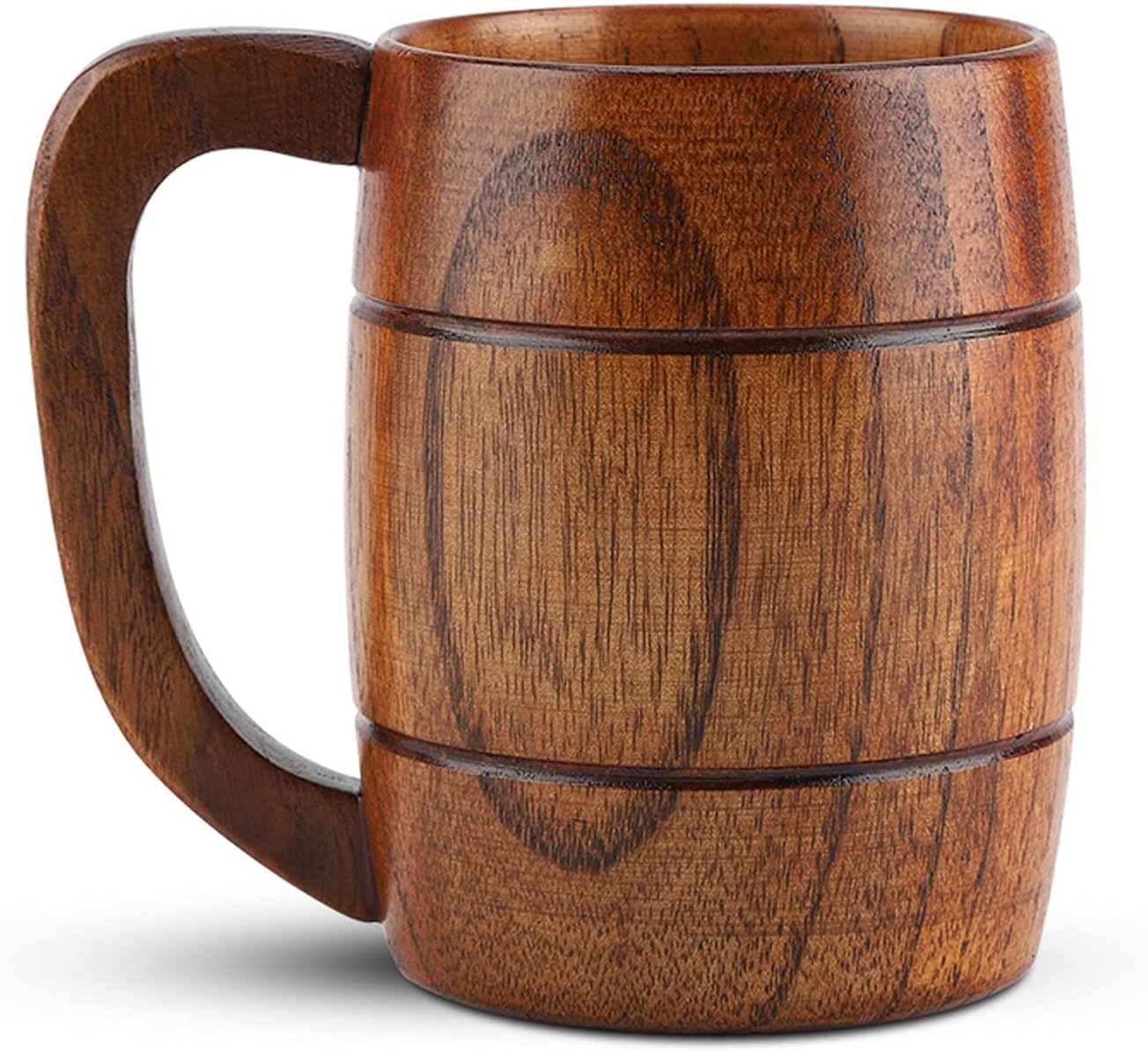 cigemay Wooden Beer Mug, Retro Beer Mug with Handle, Large Capacity, Thick and Durable, Perfect for Home Bar, KTV, Club