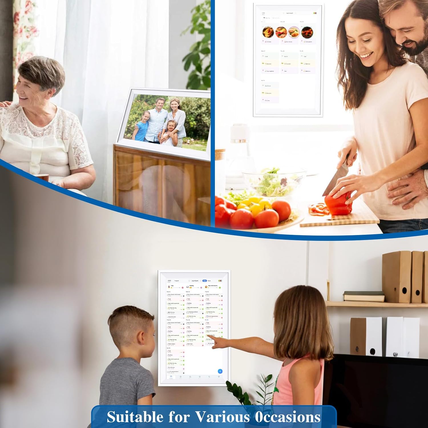 Ascrecem Digital Calendar 15.6 inch Smart Electronic Calendar for Family Chore Chart Cooking Plan HD Touchscreen with Digital Picture Frame Function Instantly Share Photos and Videos