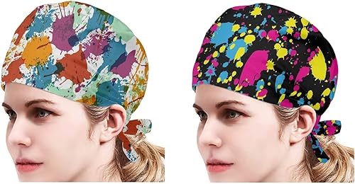 Miniatura 2 de Babrukda Paquete de 2 gorras con banda para el sudor ajustable con lazo en la espalda gorro divertido