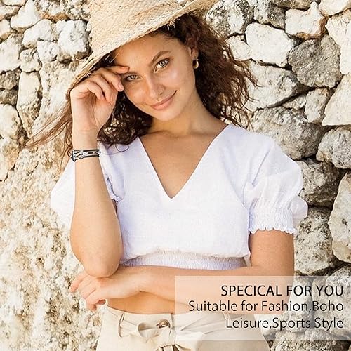 Miniatura 5 de Lyfatz Correa de pulsera de cuentas compatible con Apple Watch de 1.496 pulgadas, 1.575 pulgadas, 1.614 pulgadas, 1.654 pulgadas, 1.732 pulgadas,