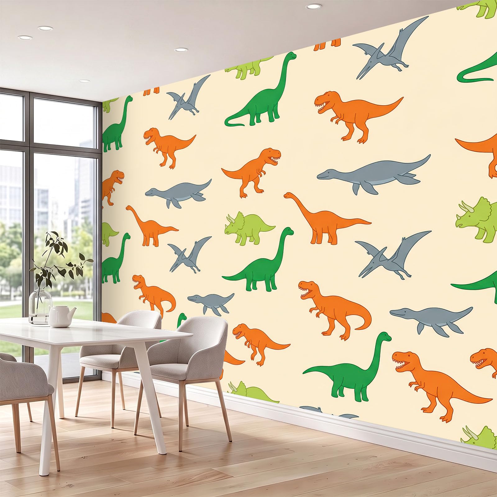 Nowoczesna tapeta z kreskówek panoramiczny zielony zwierzę dinozaur smok tyranozaur tapeta ścienna z włókniny salon sypialnia dekoracja domu do domu, 250 x 175 cm