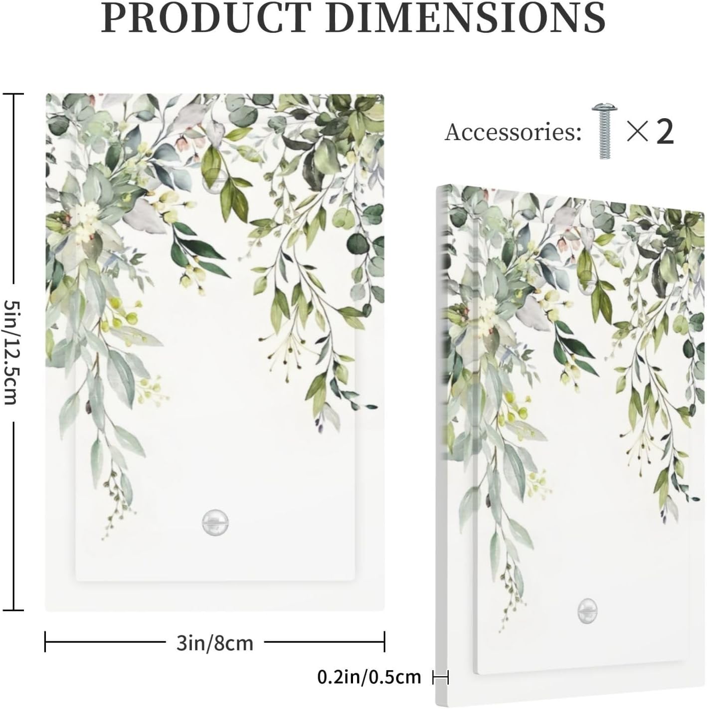 Sage Green Eucalyptus Leaves Single Blank Light Switch Cover Decorative Wall Plate Receptacle Faceplates for Living Room Bedroom Bathroom House