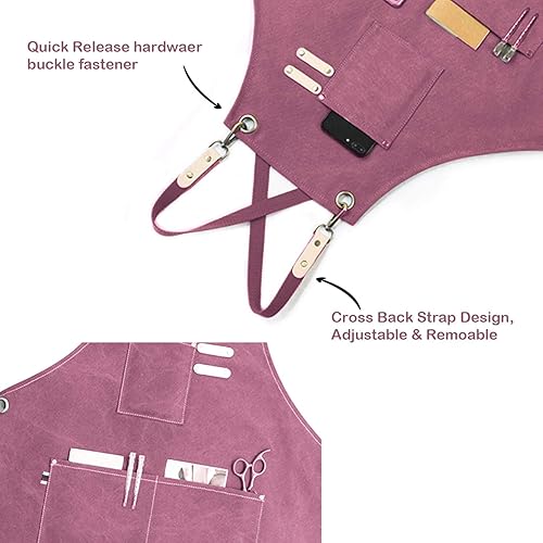 Miniatura 8 de Delantal de chef carrotez, de lona de algodón con espalda cruzada ajustable, M-XXL