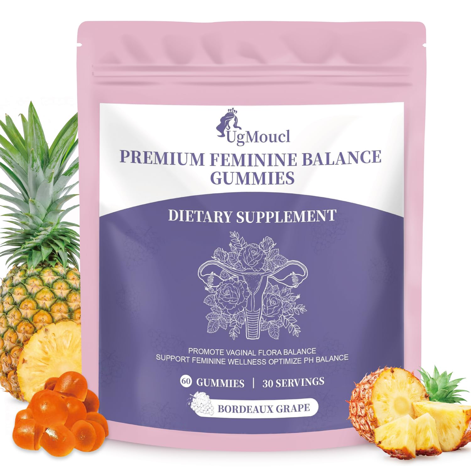 Premium Feminine Balance Gummies for Women,Vital PH Balance, Vaginal Probiotics for Women's Health,Delicious Hawaiian Pineapple Source Flavor,Immune Support, Gluten-Free, Vegan- 60 Gummies - 30 Servings Option 1 (EXP: 03/2027)