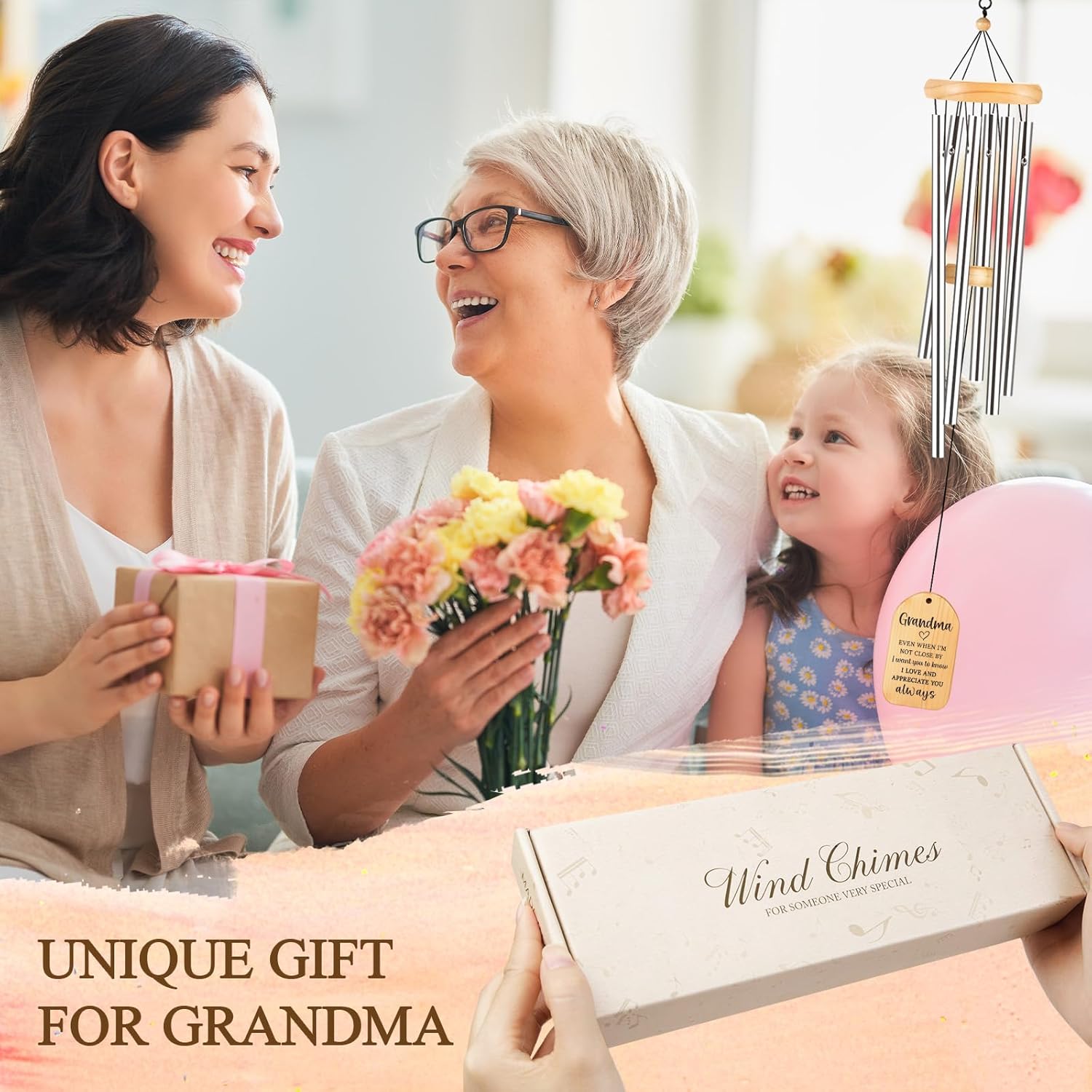 Grandma Gifts, Unique Grandma Birthday Gifts, 25.5 inch Grandmother Wind Chime for Mothers Day Christmas Thanksgiving, Best Grandmother Present from Grandkids - Image 6