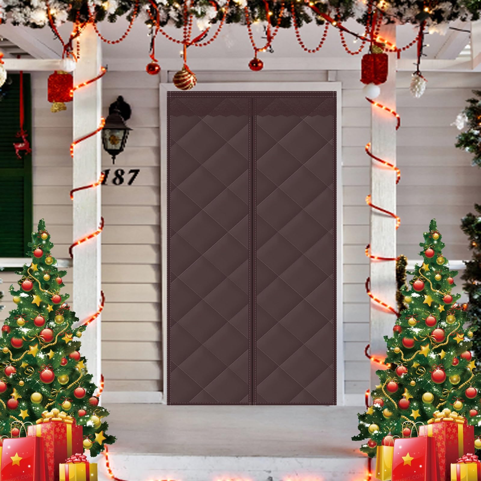 Tenda di Isolamento Acustico 120 x 180 cm Protezione Dal Freddo Isolante Calda Antivento Tenda Termica Della Porta per Balcone Soggiorno Cantina, D