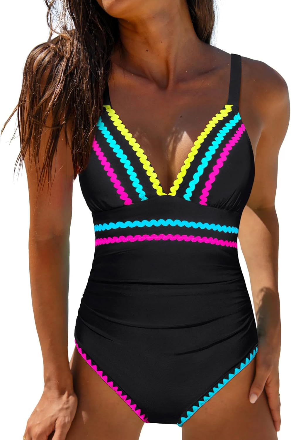 popvil Women’s Tummy Control One Piece Swimsuit 2026 – Flattering Slimming Bathing Suit Ruched Shapewear Modest Swimwear