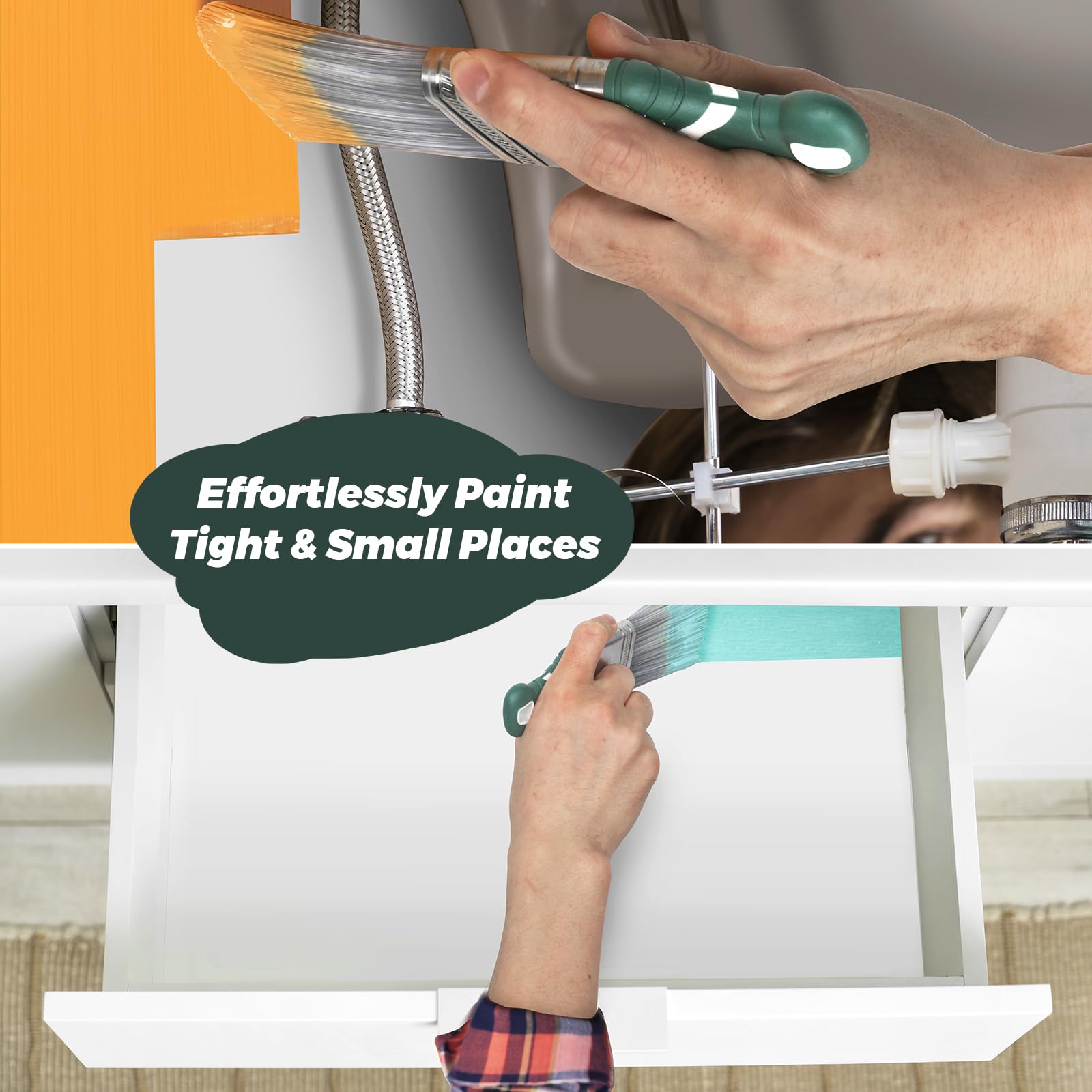 Angled Paint Brush Set - 3 Pack, Easy Cleanup -5