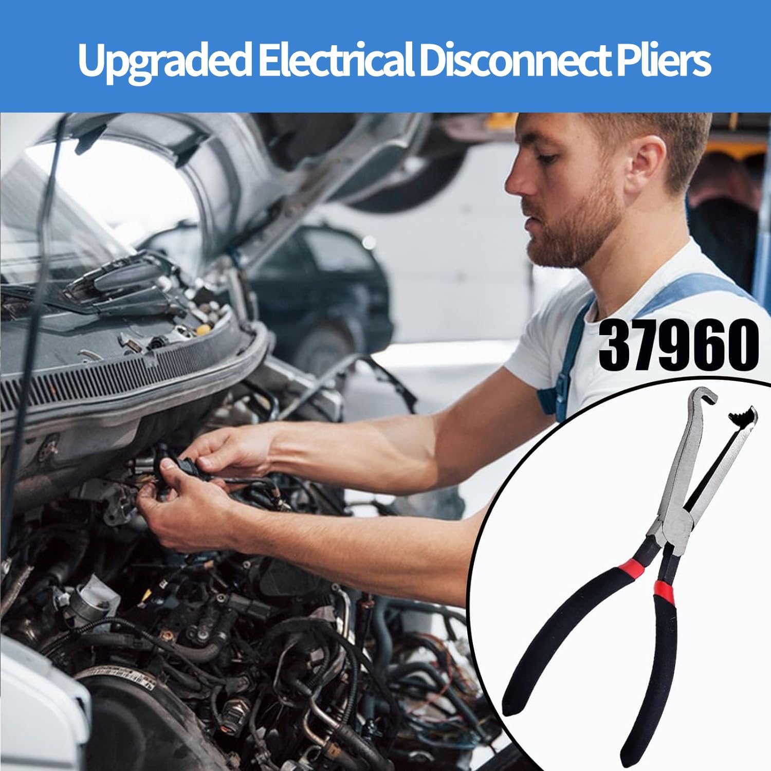 Pinza per scollegamento elettrico, 37960 Pinza lunga per rimozione candela, Scollegare connettori elettrici automobilistici, Fascetta stringitubo per tubi