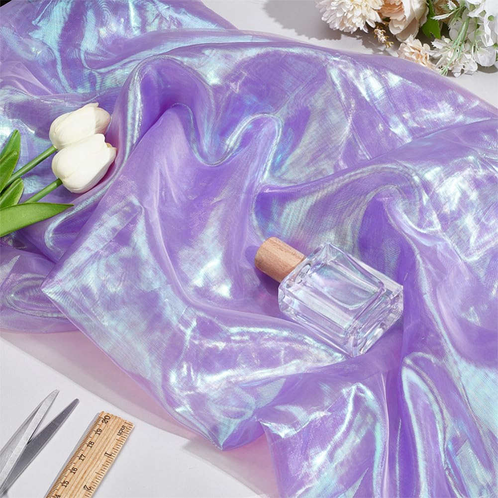 NBEADS 3m Organza Spitzenstoff Mit Hologramm-Effekt - Schillernder Schleierstoff Für Brautkleider & Deko - 1,5m Breite - Rosa