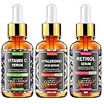 Wumal 3 Pack Face Serum Set - Includes Vitamin C, Retinol & Hyaluronic Acid - Firming, Brightening & Hydrating - Reset Your Skin Day and Night