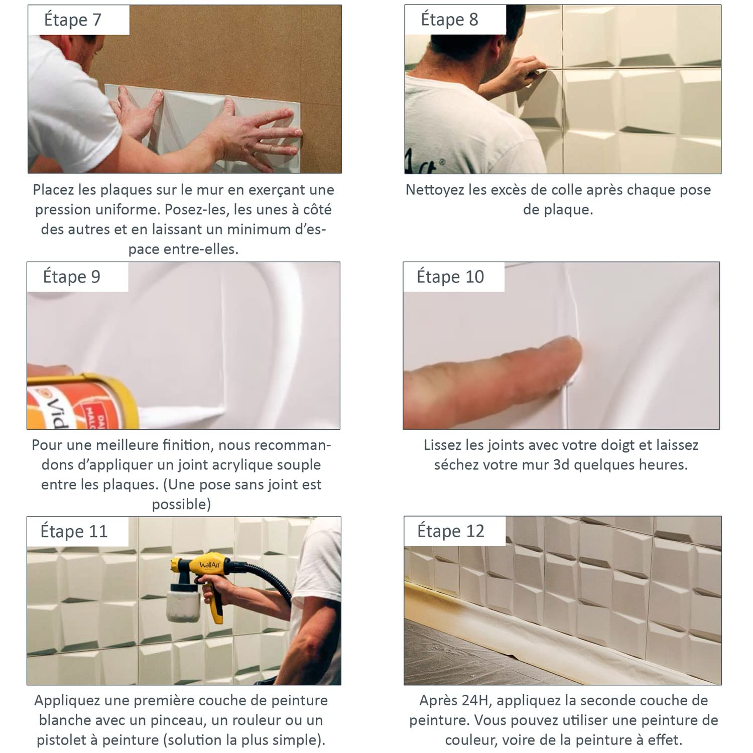 Panel de pared 3D WallArt | 12 paneles de pared 3D (3 m²) | Decoración 3D, revestimiento de pared decorativo para crear una pared 3D (PUCK)