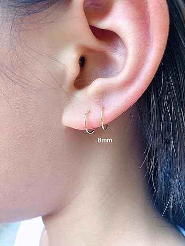 Miniatura 17 de Small Gold or Sterling Silver Huggie Hoop Earrings for Women Cartilage Nose Helix Tragus