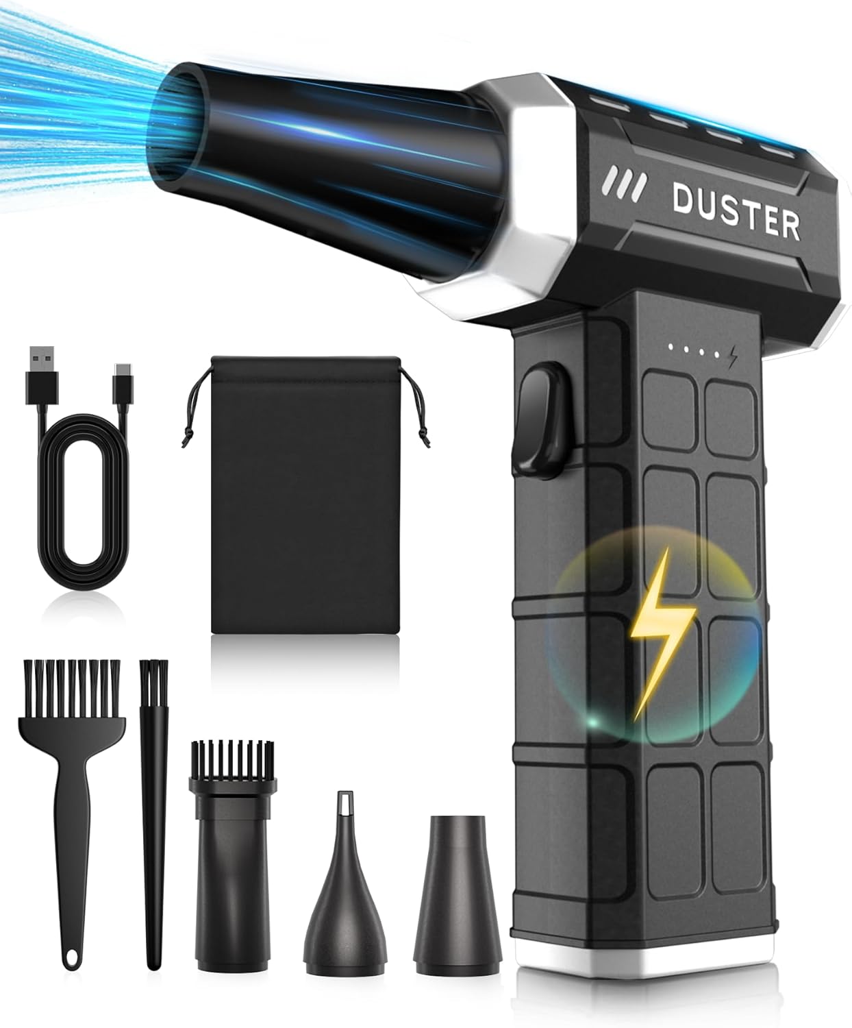 Compressed Air Duster-150,000RPM Electric Cleaner, Rechargeable Cordless Air Blower for Keyboard, PC, Electric Devices Cleaning, Turbo Jet Dry Replace Canned Air Compressed Air Cans (White)