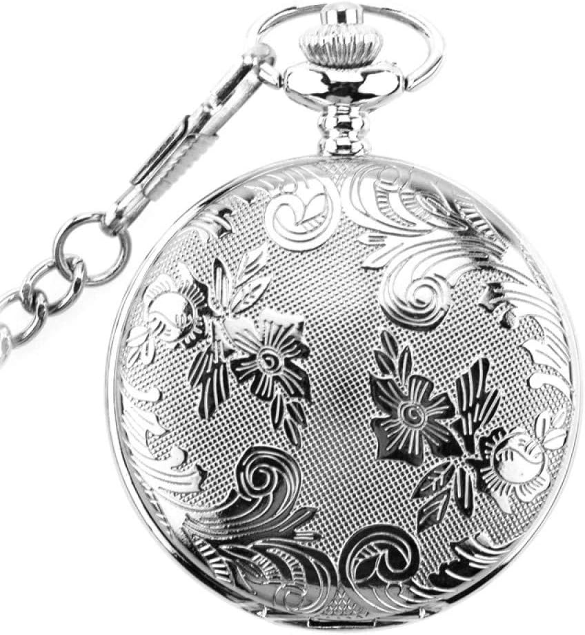 OIFMKC Pocket Watch Vintage Carved Flowers Design Double Full Hunter Mechanical Pocket Watch for Women Men Steampunk Chain Watches Gift Clock