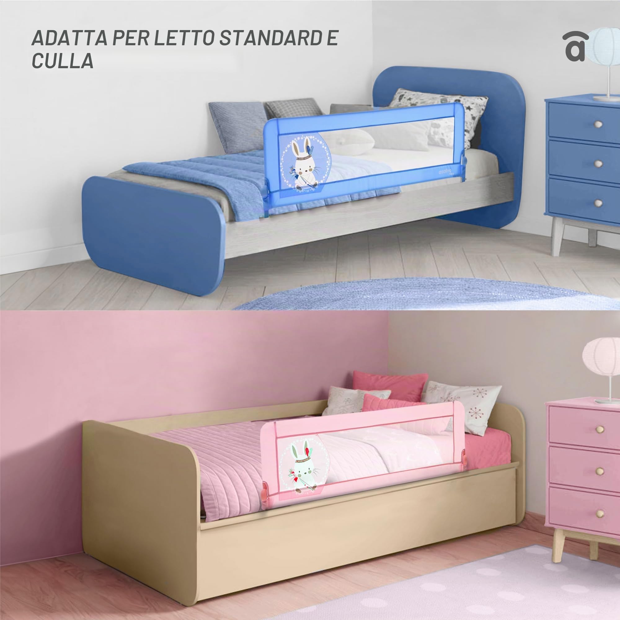 Asalvo - Barriera 2-1 per Letto Estraibile o Standard Larghezza 150 cm Bianca