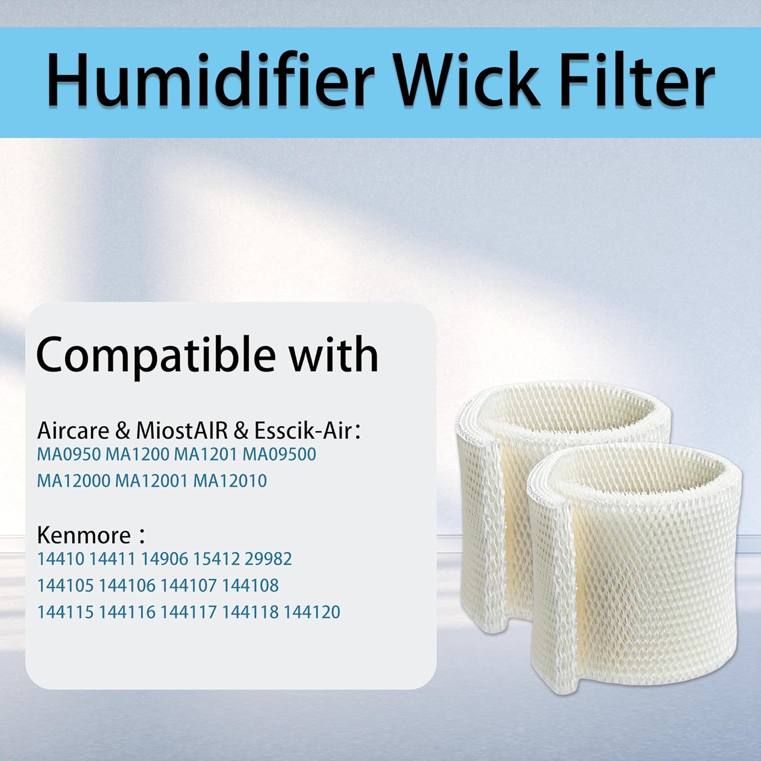 2 Pack MAF1 Humidifier Wick Filters | Compatible with Aircare MiostAIR Esscik-Air MA1200 & MA1201& MA0950, for Kenmore 14906 & 15412 & 29982 Humidifiers | Replacement Parts MAF1