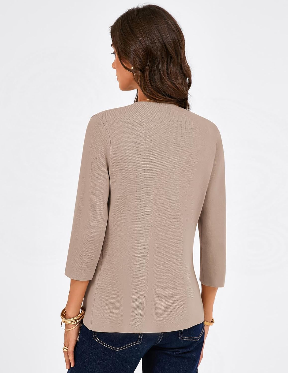 GRACE KARIN Women 3/4 Sleeve Sweater Blazer, Lightweight Open Front Cardigan, Knit Jackets Business Casual with Pockets - Image 8