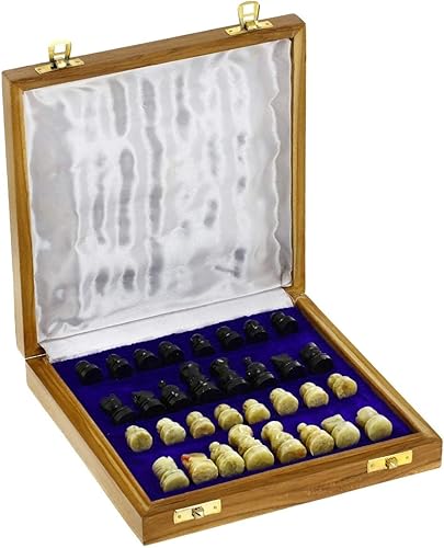 Miniatura 5 de Sharvgun Tablero de ajedrez de piedra de mármol con base de madera, juego de tablero de ajedrez con pieza de piedra natural hecha a mano con juego